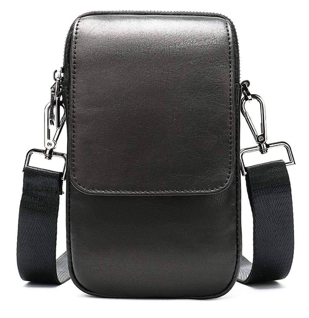 Leather Messenger Cross body Shoulder Bags Black Waist Belt Handbags-0