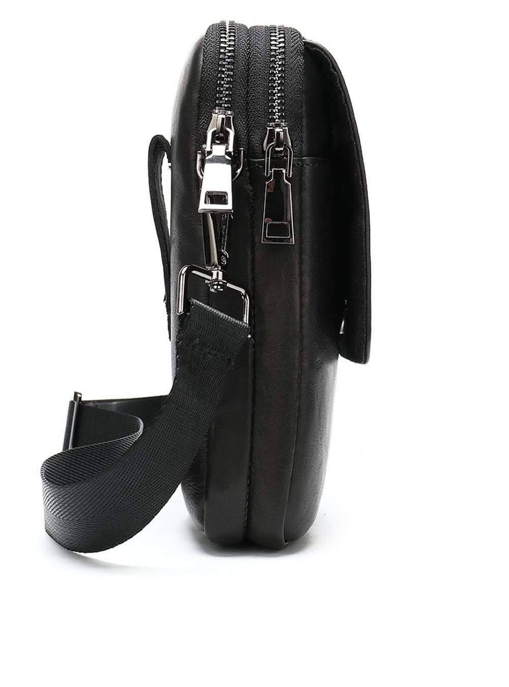 Leather Messenger Cross body Shoulder Bags Black Waist Belt Handbags-2