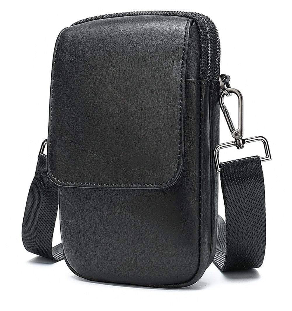 Leather Messenger Cross body Shoulder Bags Black Waist Belt Handbags-3