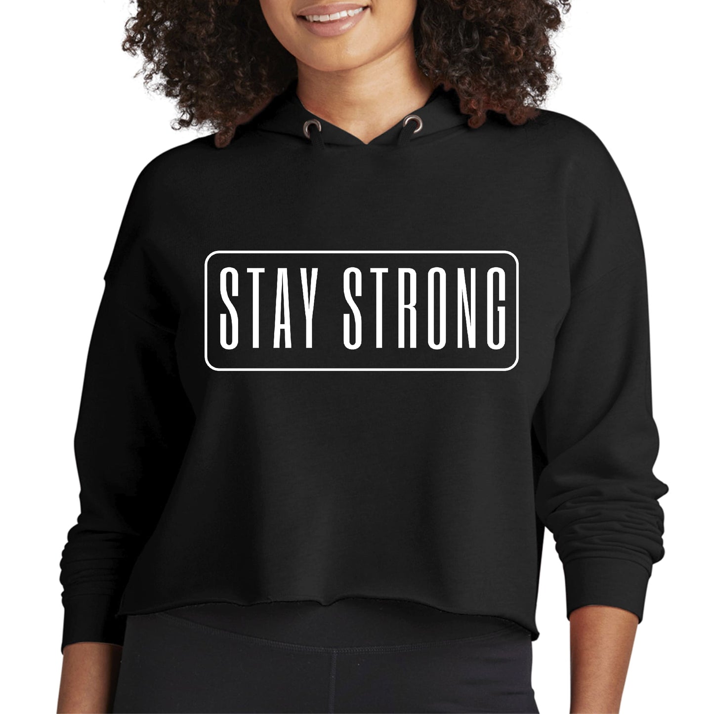 Womens Cropped Hoodie Stay Strong Print-0