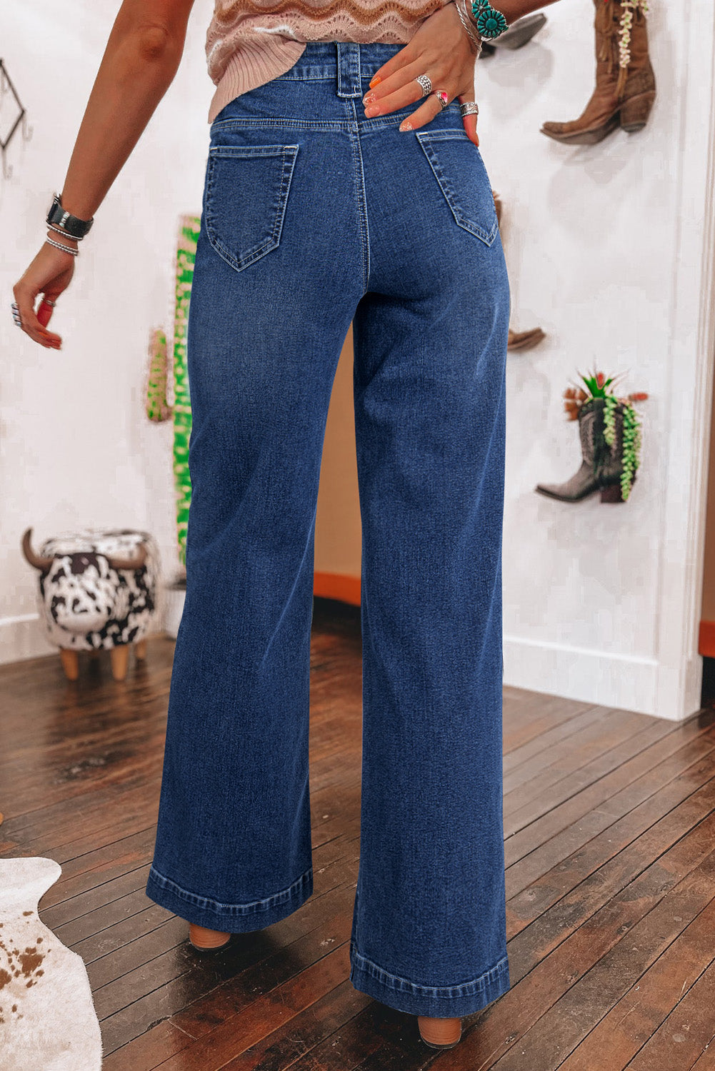 Victoria Wide Leg Pocketed High Waist Jeans-1