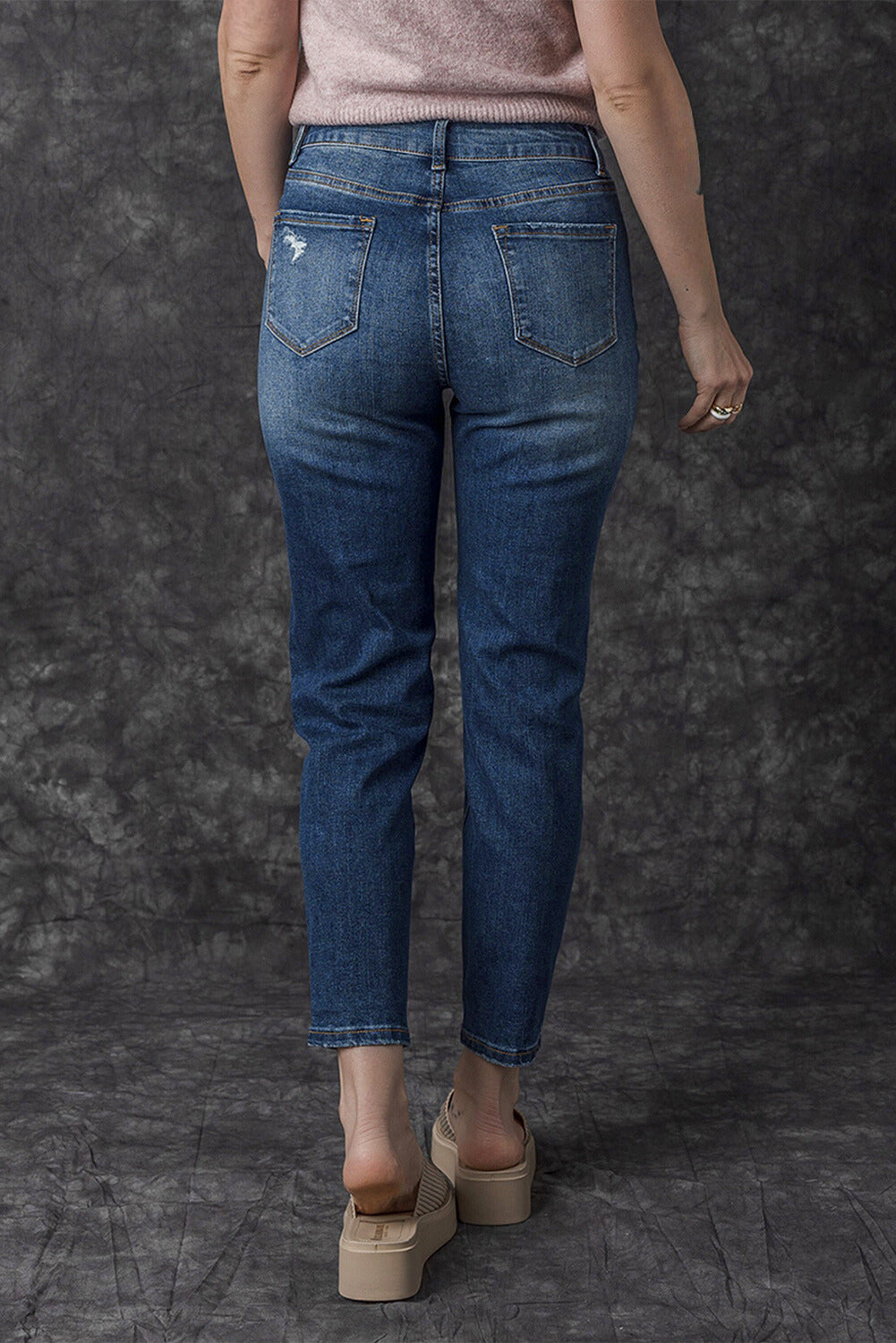 Bailee Distressed Button Fly High Waist Jeans-1