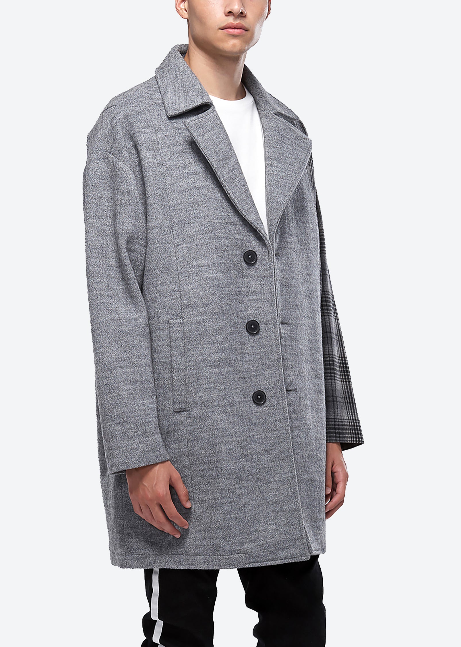 Konus Men's Oversize Wool Blend Coat in Gray-2