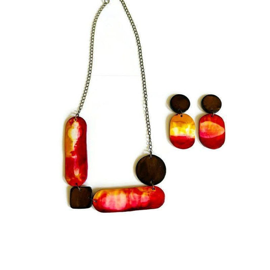 Abstract Earth Tone Jewelry Set-0