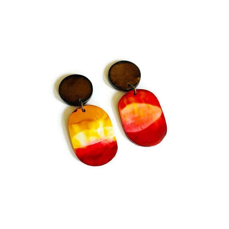 Abstract Earth Tone Jewelry Set-3