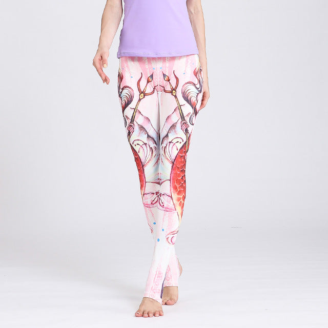 Women Leggings Gym Elastic Prints Long Tights-5